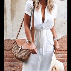 Michael Kors Naomi medium leather woven straw crossbody bag